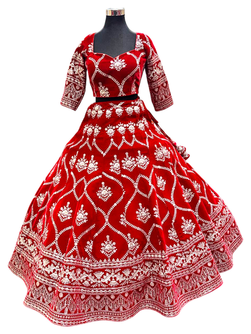 Velvet Bridal Silver-Red